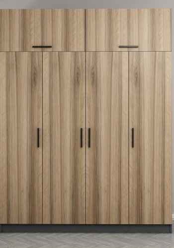 FUNZI LIVING 5200 garderobeskab, 6 lger, 1 bjlestang, 2 skuffer - natur/antracit melamin