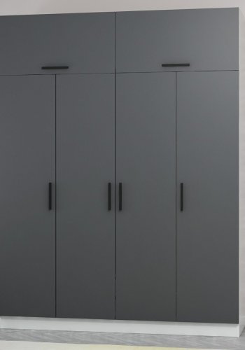 FUNZI LIVING 5146 garderobeskab, 6 lger, 1 bjlestang, 2 skuffer - antracit7hvid melamin