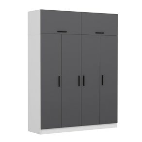 FUNZI LIVING 5146 garderobeskab, 6 lger, 1 bjlestang, 2 skuffer - antracit7hvid melamin