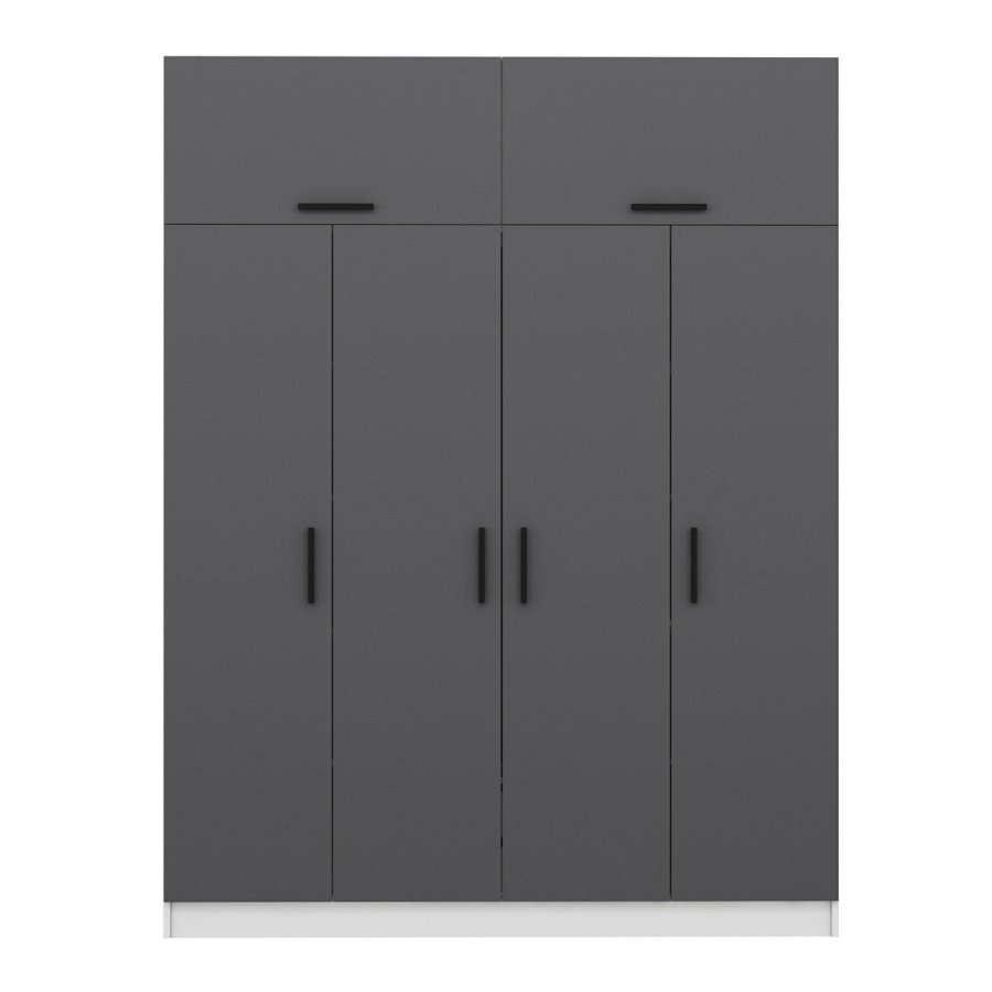 FUNZI LIVING 5146 garderobeskab, 6 lger, 1 bjlestang, 2 skuffer - antracit7hvid melamin