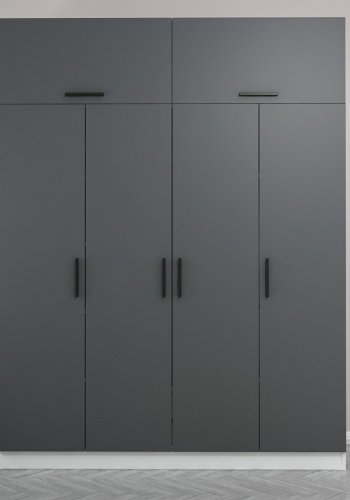 FUNZI LIVING 5237 garderobeskab, 6 lger, 1 bjlestang, 2 skuffer - antracit/hvid melamin