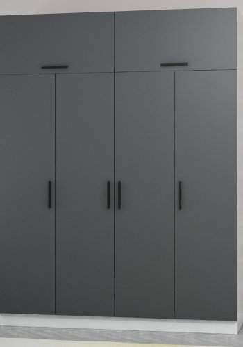 FUNZI LIVING 5237 garderobeskab, 6 lger, 1 bjlestang, 2 skuffer - antracit/hvid melamin