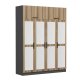 FUNZI LIVING 5302 garderobeskab, spejl, 6 lger, 1 bjlestang, 2 skuffer - natur/antracit melamin