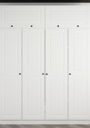 FUNZI LIVING 5136 garderobeskab, 6 lger, 1 bjlestang, 2 skuffer - hvid melamin