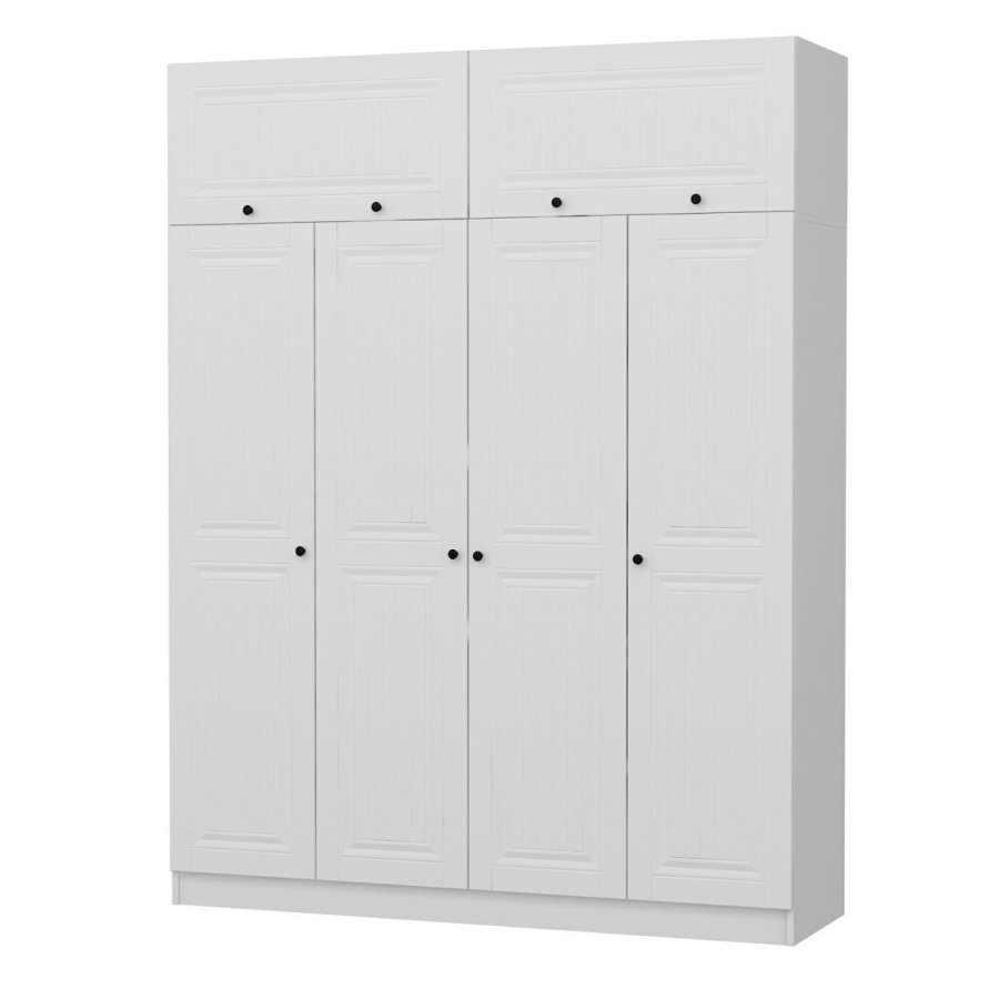 FUNZI LIVING 5136 garderobeskab, 6 lger, 1 bjlestang, 2 skuffer - hvid melamin