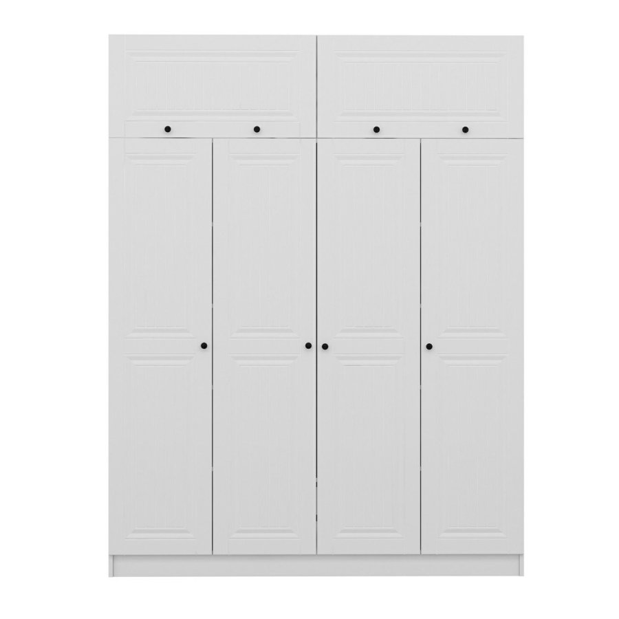 FUNZI LIVING 5227 garderobeskab, 6 lger, 1 bjlestang, 2 skuffer - hvid melamin