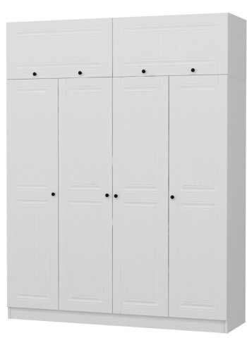 FUNZI LIVING 5227 garderobeskab, 6 lger, 1 bjlestang, 2 skuffer - hvid melamin