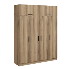 FUNZI LIVING 7518 garderobeskab, 6 lger, 1 bjlestang, 2 skuffer - natur melamin