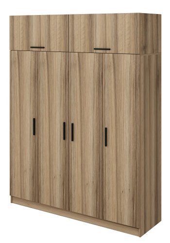 FUNZI LIVING 7518 garderobeskab, 6 lger, 1 bjlestang, 2 skuffer - natur melamin