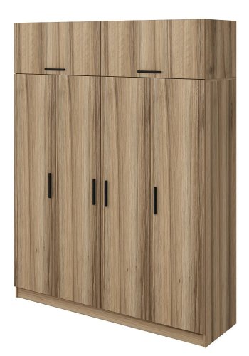 FUNZI LIVING 7708 garderobeskab, 6 lger, 1 bjlestang, 2 skuffer - natur melamin