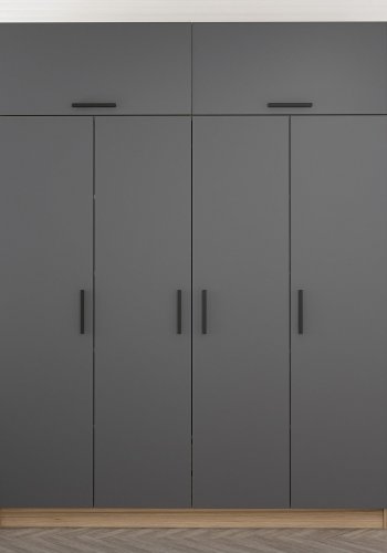 FUNZI LIVING 7528 garderobeskab, 6 lger, 1 bjlestang, 2 skuffer - antracit/natur melamin