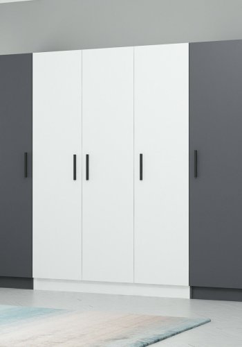 FUNZI LIVING 3079 garderobeskab, 5 lger, 3 bjlestnger, 2 skuffer - antracit/hvid melamin