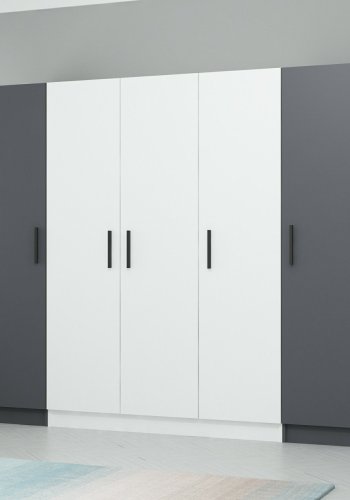 FUNZI LIVING 3079 garderobeskab, 5 lger, 3 bjlestnger, 2 skuffer - antracit/hvid melamin