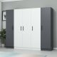 FUNZI LIVING 3079 garderobeskab, 5 lger, 3 bjlestnger, 2 skuffer - antracit/hvid melamin