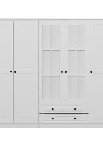 FUNZI LIVING 4782 garderobeskab, spejl, 5 lger, 3 bjlestnger, 2 skuffer - hvid melamin