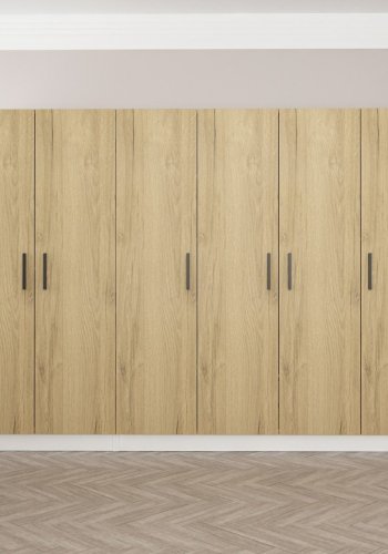 FUNZI LIVING 3860 garderobeskab, 6 lger, 3 bjlestnger, 2 skuffer - natur/hvid melamin