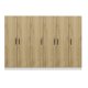 FUNZI LIVING 3860 garderobeskab, 6 lger, 3 bjlestnger, 2 skuffer - natur/hvid melamin