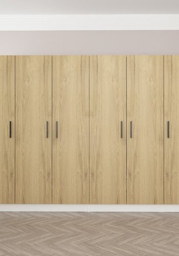 FUNZI LIVING 2704 garderobeskab, 6 lger, 2 bjlestnger, 4 skuffer - natur/hvid melamin