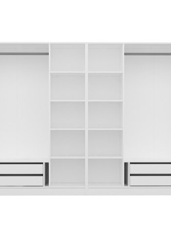 FUNZI LIVING 2704 garderobeskab, 6 lger, 2 bjlestnger, 4 skuffer - natur/hvid melamin