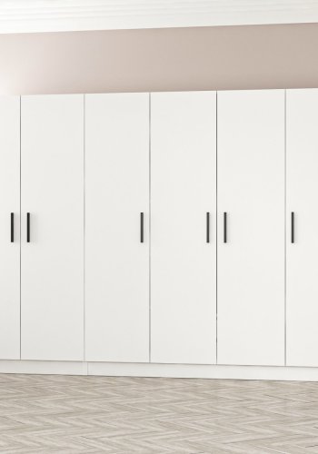 FUNZI LIVING 2217 garderobeskab, 6 lger, 3 bjlestnger, 2 skuffer - hvid melamin