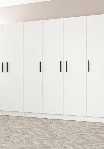 FUNZI LIVING 2217 garderobeskab, 6 lger, 3 bjlestnger, 2 skuffer - hvid melamin