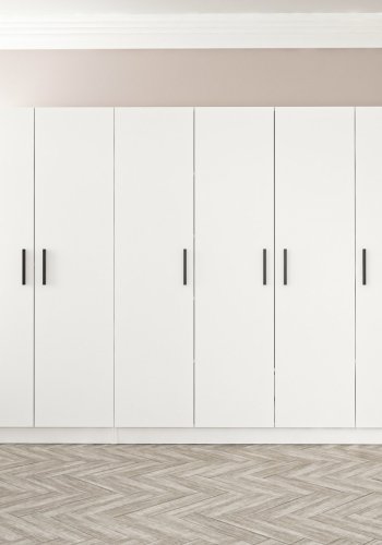 FUNZI LIVING 3806 garderobeskab, 6 lger, 3 bjlestnger, 2 skuffer - hvid melamin