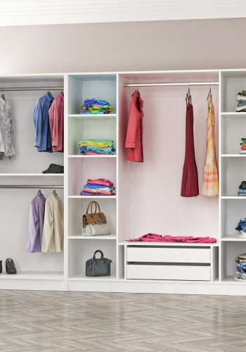 FUNZI LIVING 3806 garderobeskab, 6 lger, 3 bjlestnger, 2 skuffer - hvid melamin