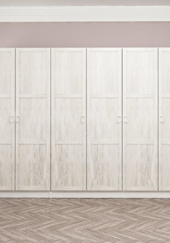 FUNZI LIVING 2451 garderobeskab, 6 lger, 3 bjlestnger, 2 skuffer - hvid melamin