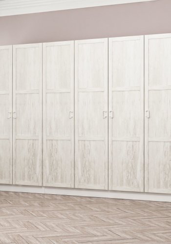 FUNZI LIVING 3833 garderobeskab, 6 lger, 3 bjlestnger, 2 skuffer - hvid melamin