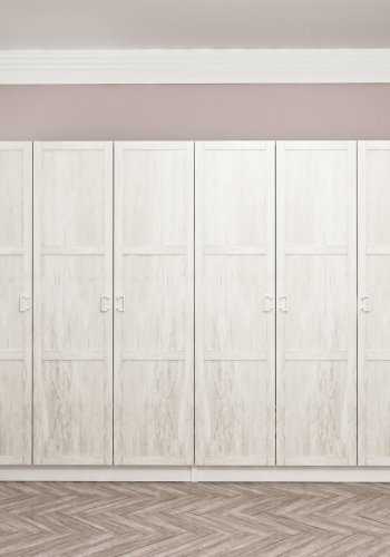 FUNZI LIVING 2452 garderobeskab, 6 lger, 2 bjlestnger, 4 skuffer - hvid melamin