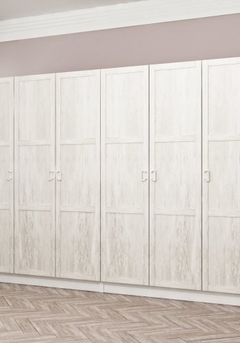 FUNZI LIVING 2452 garderobeskab, 6 lger, 2 bjlestnger, 4 skuffer - hvid melamin