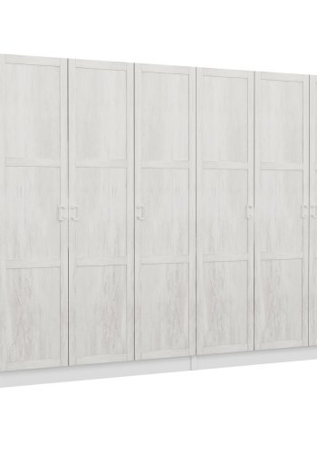 FUNZI LIVING 2452 garderobeskab, 6 lger, 2 bjlestnger, 4 skuffer - hvid melamin