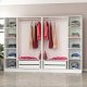 FUNZI LIVING 2463 garderobeskab, spejl, 6 lger, 2 bjlestnger, 4 skuffer - hvid melamin