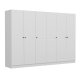 FUNZI LIVING 4011 garderobeskab, 6 lger, 2 bjlestnger, 4 skuffer - hvid melamin