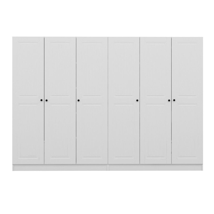 FUNZI LIVING 4011 garderobeskab, 6 lger, 2 bjlestnger, 4 skuffer - hvid melamin