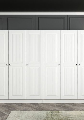 FUNZI LIVING 4775 garderobeskab, 6 lger, 2 bjlestnger, 4 skuffer - hvid melamin