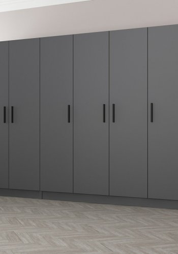 FUNZI LIVING 4976 garderobeskab, 6 lger, 3 bjlestnger, 2 skuffer - antracitgr melamin