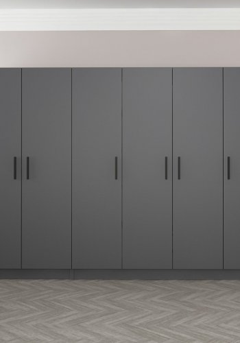 FUNZI LIVING 4976 garderobeskab, 6 lger, 3 bjlestnger, 2 skuffer - antracitgr melamin