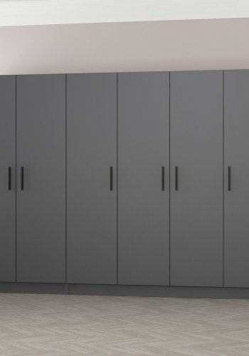 FUNZI LIVING 5080 garderobeskab, 6 lger, 3 bjlestnger, 2 skuffer - antracitgr melamin