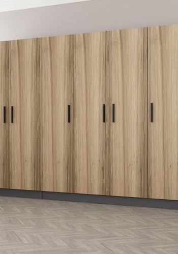 FUNZI LIVING 5107 garderobeskab, 6 lger, 3 bjlestnger, 2 skuffer - antracit/natur melamin