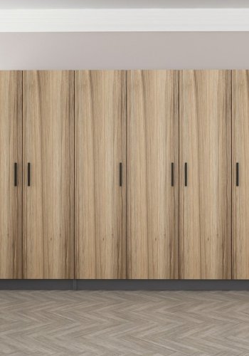 FUNZI LIVING 5107 garderobeskab, 6 lger, 3 bjlestnger, 2 skuffer - antracit/natur melamin