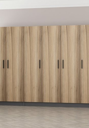 FUNZI LIVING 5107 garderobeskab, 6 lger, 3 bjlestnger, 2 skuffer - antracit/natur melamin