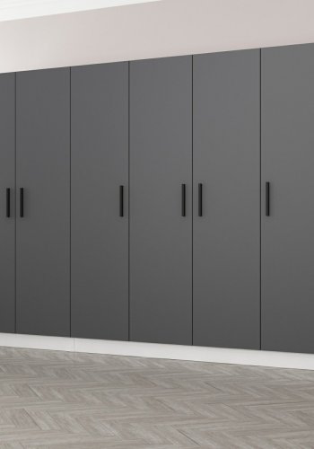 FUNZI LIVING 4949 garderobeskab, 6 lger, 3 bjlestnger, 2 skuffer - antracit/hvid melamin