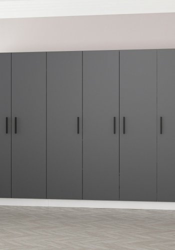 FUNZI LIVING 4949 garderobeskab, 6 lger, 3 bjlestnger, 2 skuffer - antracit/hvid melamin