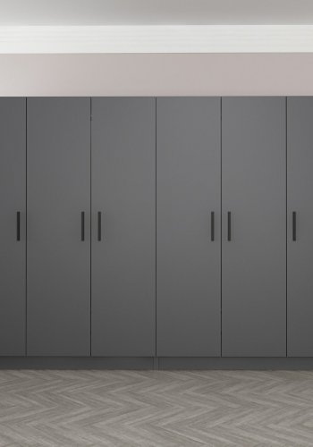 FUNZI LIVING 4977 garderobeskab, 6 lger, 2 bjlestnger, 4 skuffer - antracitgr melamin