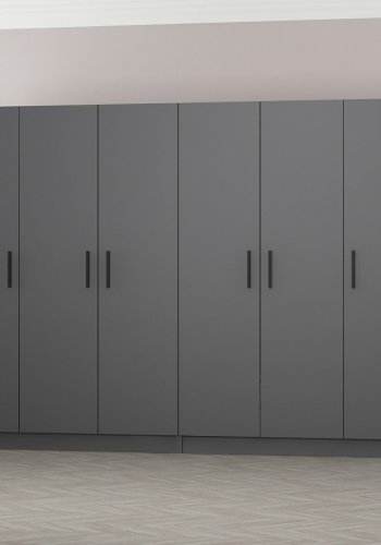 FUNZI LIVING 4977 garderobeskab, 6 lger, 2 bjlestnger, 4 skuffer - antracitgr melamin