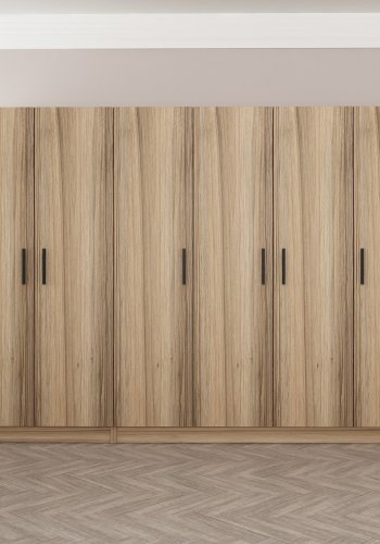 FUNZI LIVING 7500 garderobeskab, 6 lger, 3 bjlestnger, 2 skuffer - natur melamin