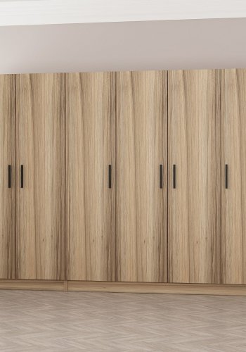 FUNZI LIVING 7500 garderobeskab, 6 lger, 3 bjlestnger, 2 skuffer - natur melamin