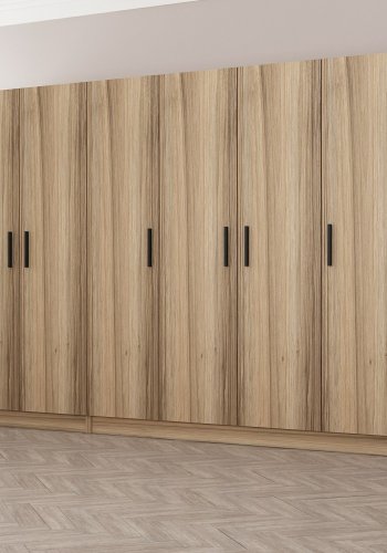 FUNZI LIVING 7630 garderobeskab, 6 lger, 3 bjlestnger, 2 skuffer - natur melamin