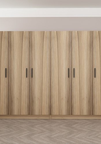 FUNZI LIVING 7501 garderobeskab, 6 lger, 2 bjlestnger, 4 skuffer - natur melamin